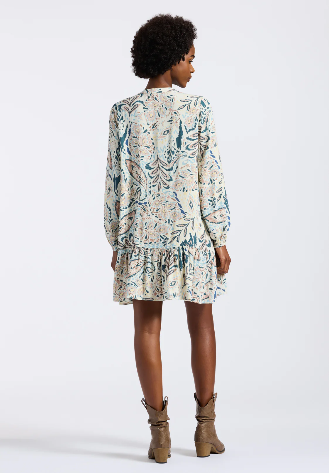 Darya Women's Printed Tiered Mini Dress, Paisley - WD0089P - Image 4