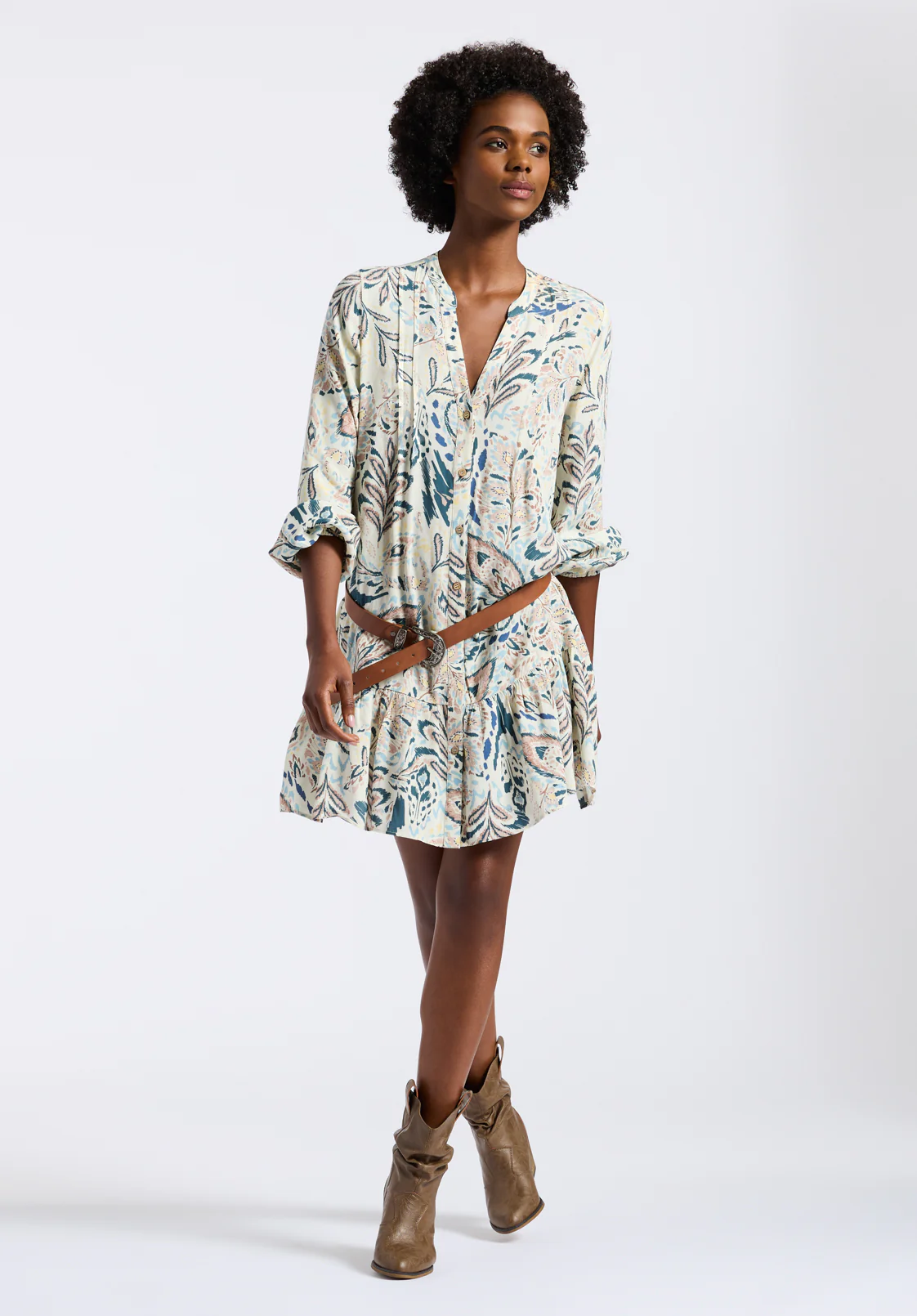 Darya Women's Printed Tiered Mini Dress, Paisley - WD0089P - Image 5