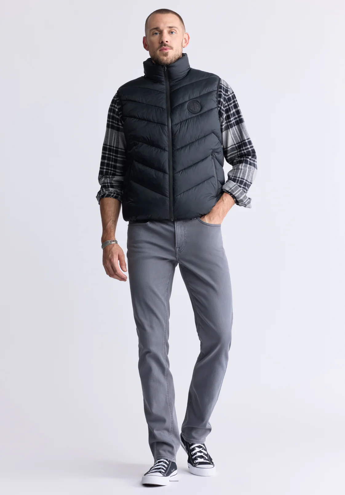 Davies Men's Puffer Vest, Black - OBMEF007