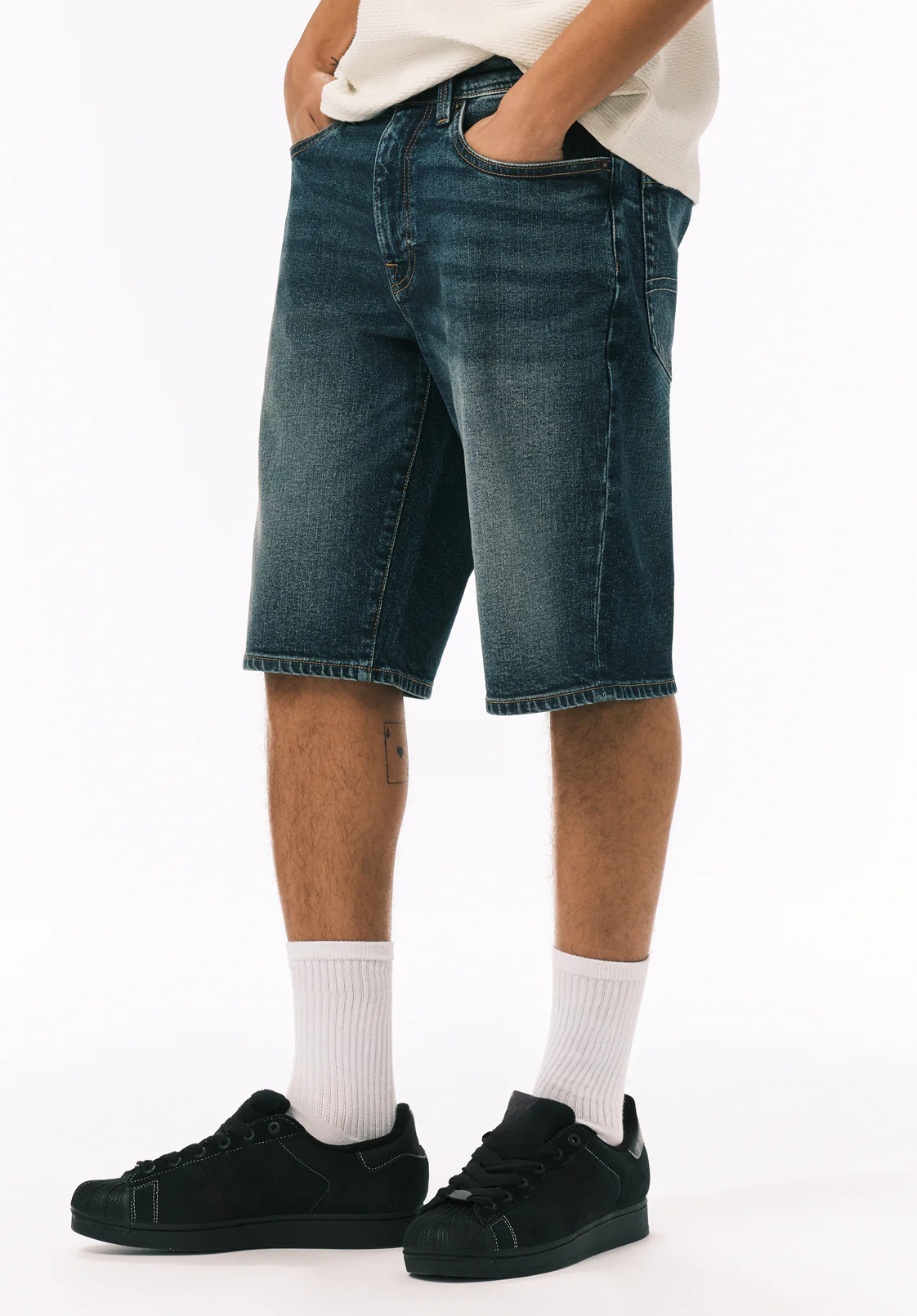 Dean Men’s Relaxed Straight Denim Short, Indigo Contrasted - BM22968 - Image 3