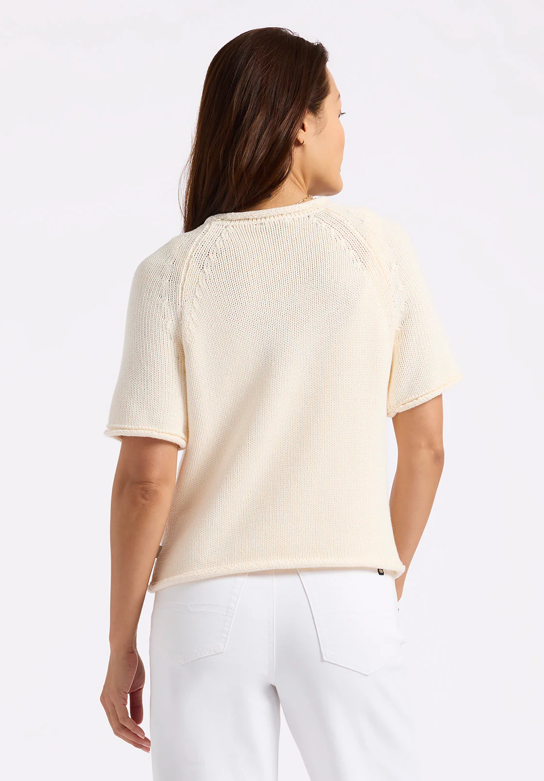 Devora Women’s Short-Sleeve Sweater, Parchment - SW0115P - Image 5