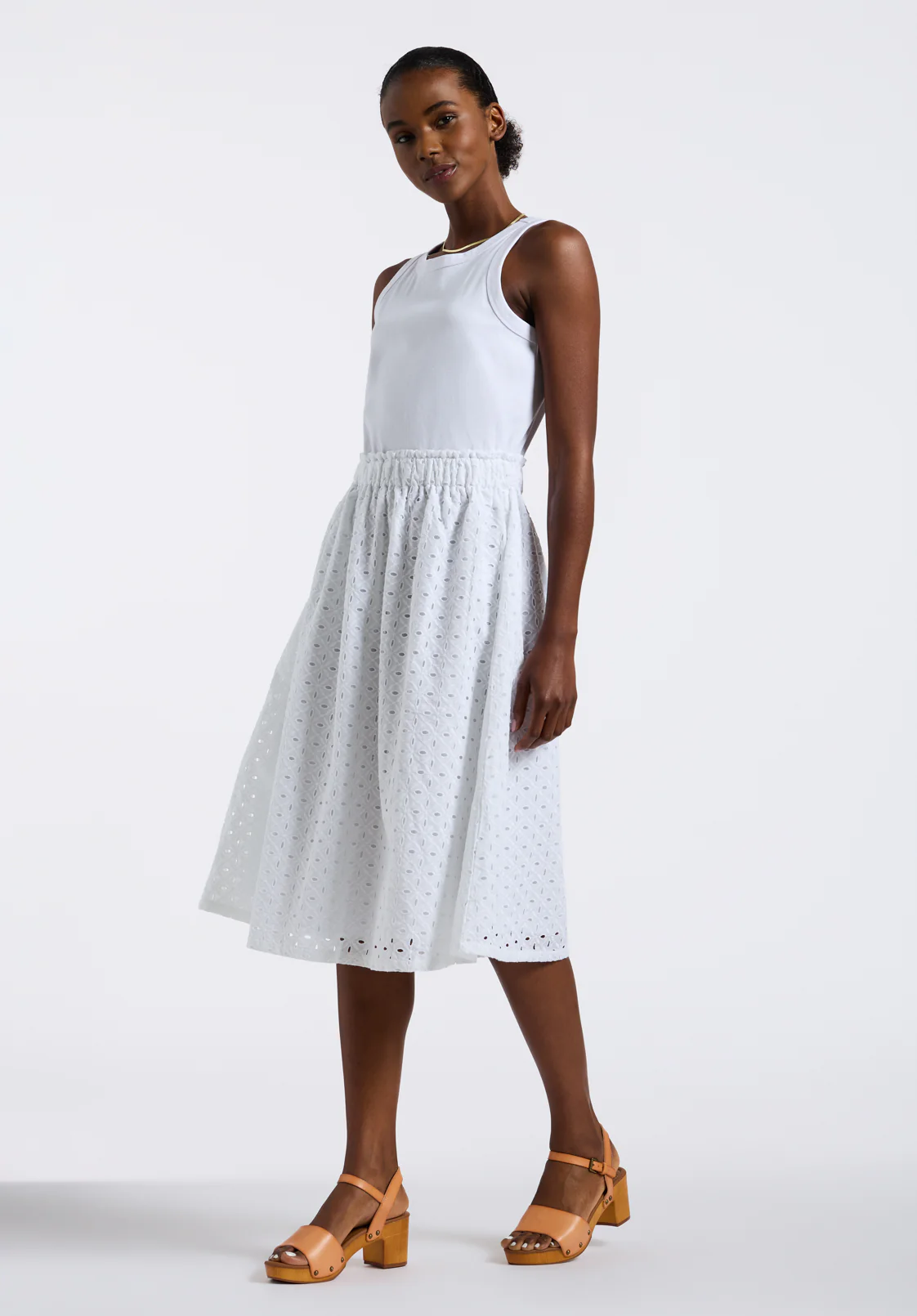Drea Women's Sleeveless Eyelet Tank Dress, White - WD0067P - Image 2