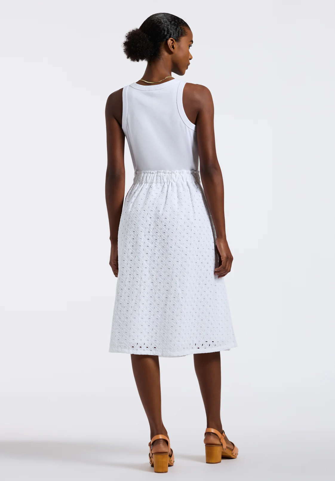 Drea Women's Sleeveless Eyelet Tank Dress, White - WD0067P - Image 3