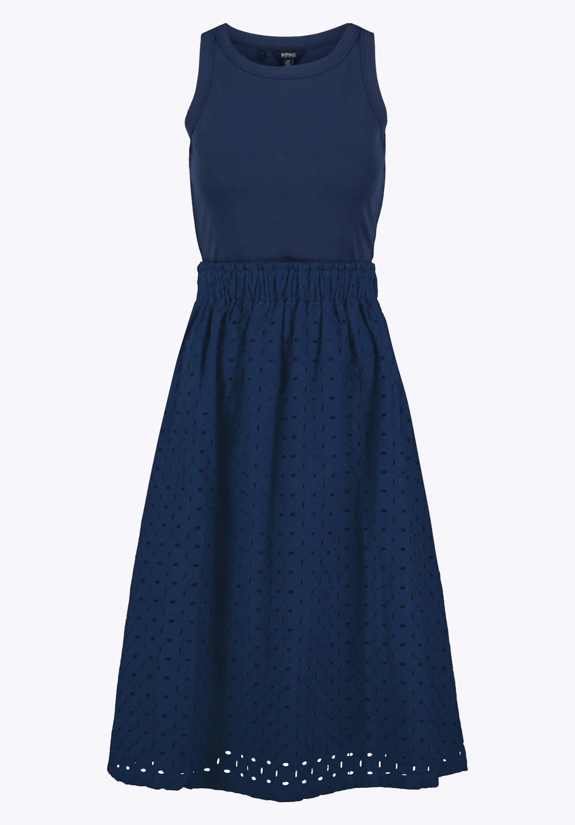 Drea Women's Sleeveless Eyelet Tank Dress, Navy - WD0067P - Image 5