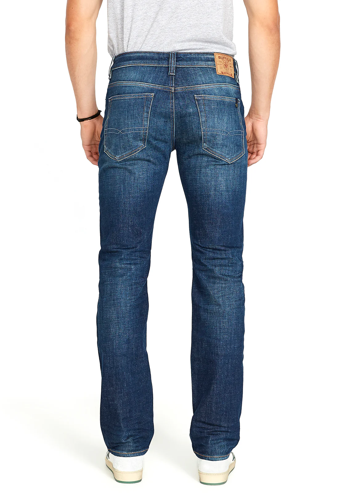 Driven Men's Relaxed Straight Jeans, Dark Blue Sanded- BM22640 - Image 4