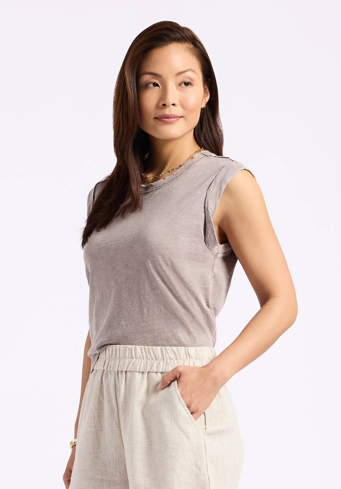 Elayne Women’s Sleeveless Top, Driftwood - KT0230P - Image 2