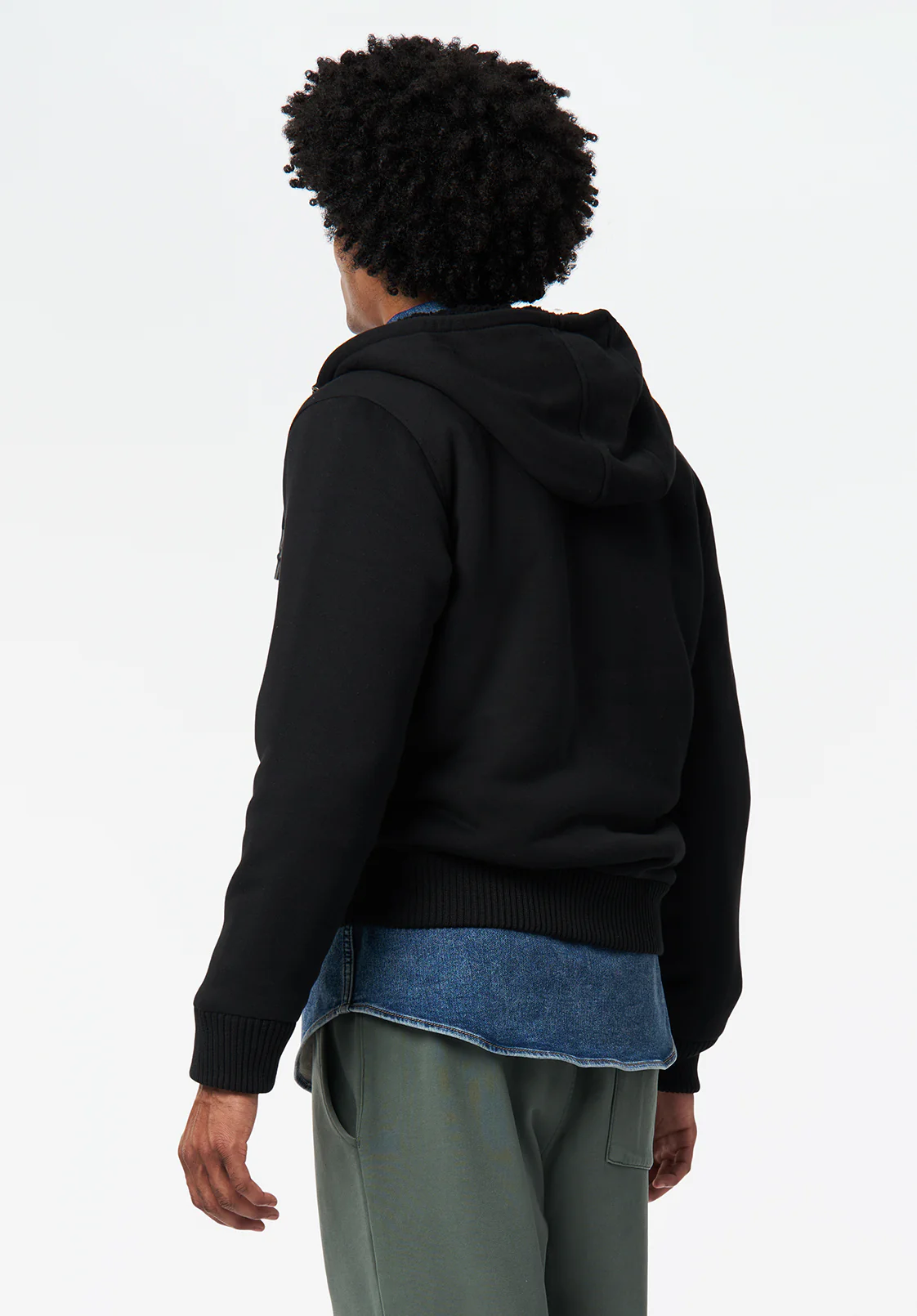 Fasox Men's Sherpa Lined Full-Zip Hoodie, Black - BM24735 - Image 4