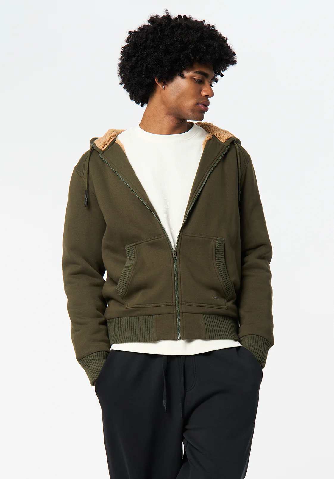 Fasox Men's Sherpa Lined Full-Zip Hoodie, Fern - BM24735 - Image 3