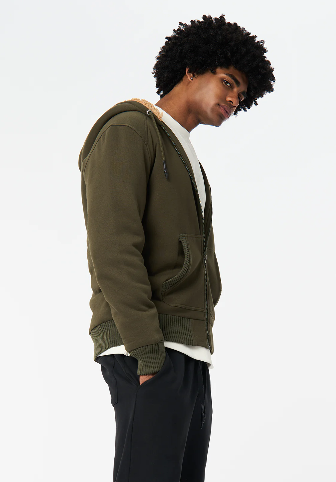 Fasox Men's Sherpa Lined Full-Zip Hoodie, Fern - BM24735 - Image 4