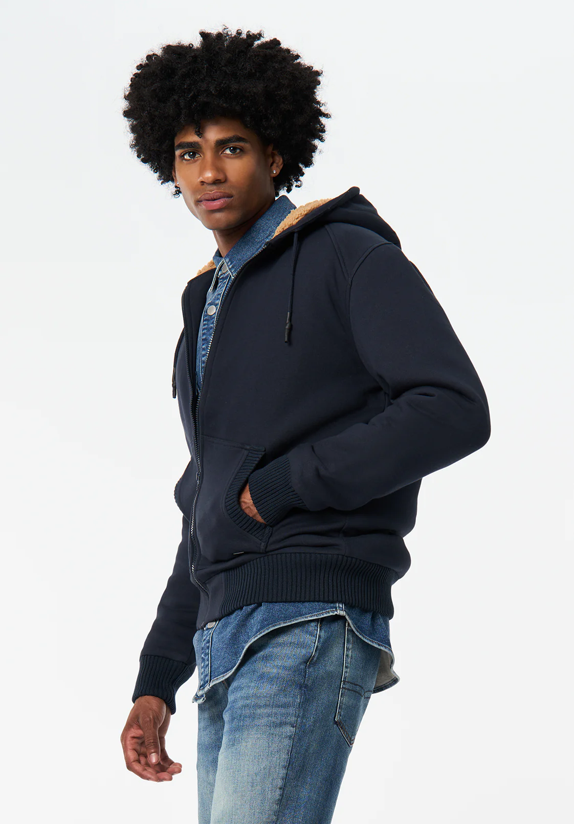 Fasox Men's Sherpa Lined Full-Zip Hoodie, Whale - BM24735 - Image 3