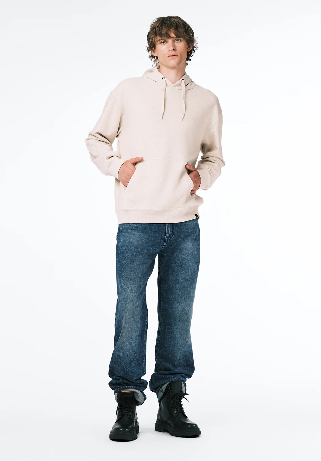 Finley Men's Relaxed Hoodie, Heather Beige - BM24741