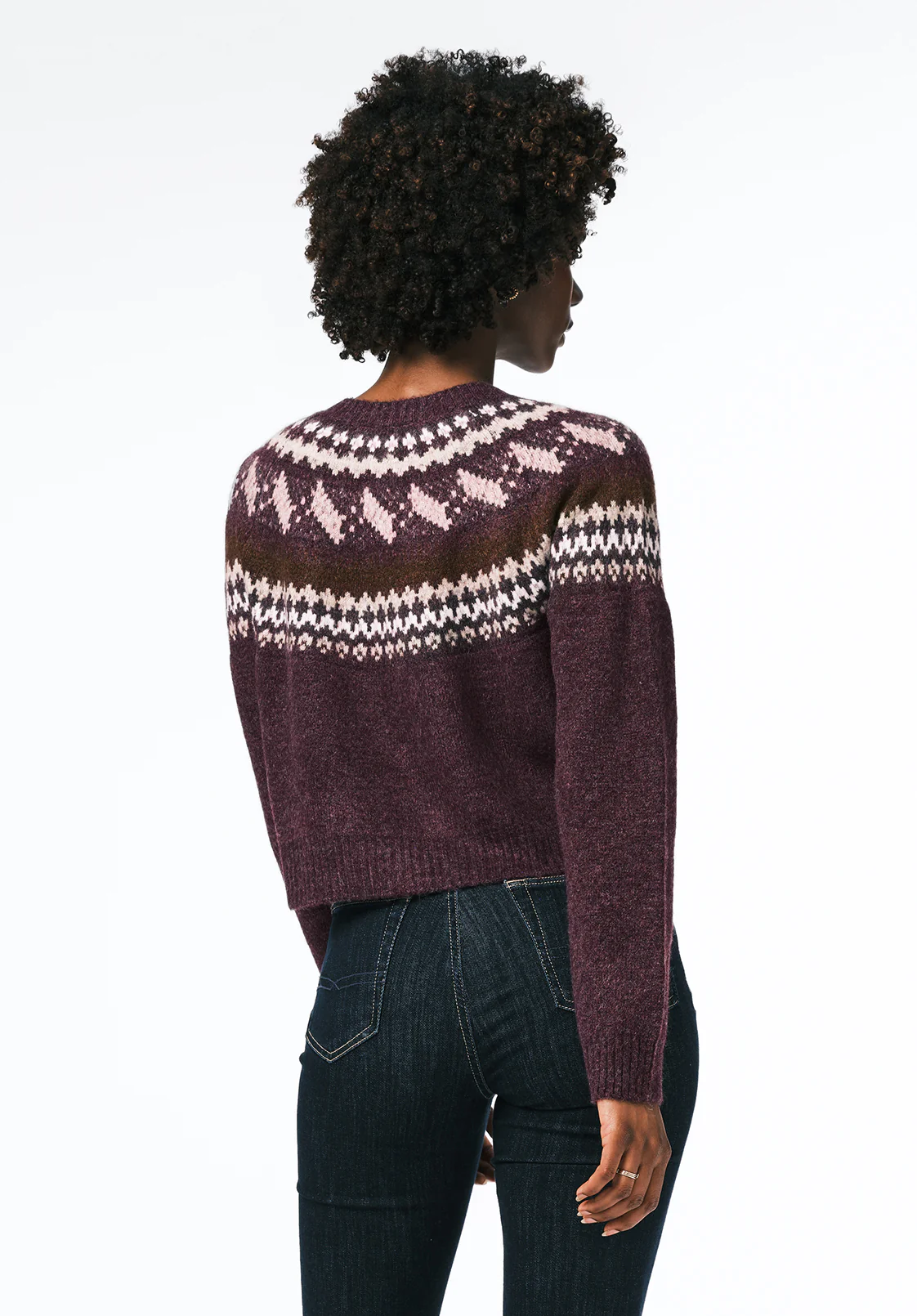 Frederick Women's Fair Isle Cardigan, Fig - SW0152 - Image 4