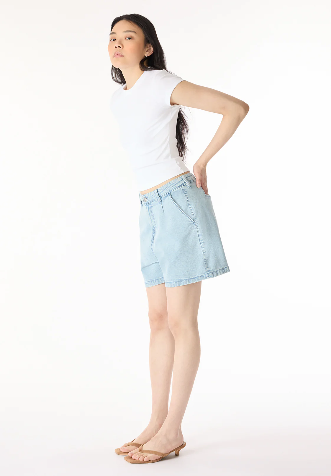Gaga Women's Denim Shorts, Bleach Blue - BL16073