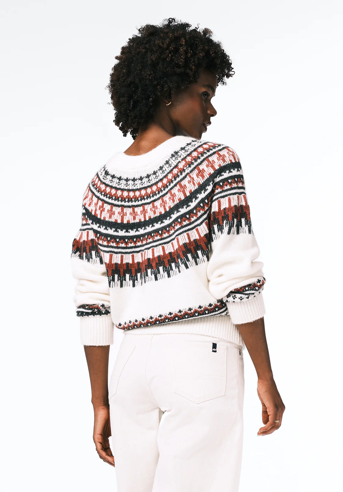Glenda Women's Fair Isle Sweater, Ivory - SW0149 - Image 4