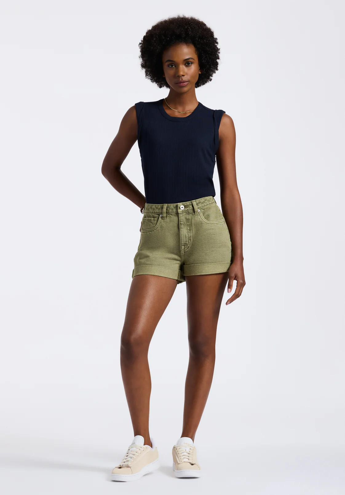 Goldie Women's High Rise Relaxed Shorts, Aloe - BL15963 - Image 5