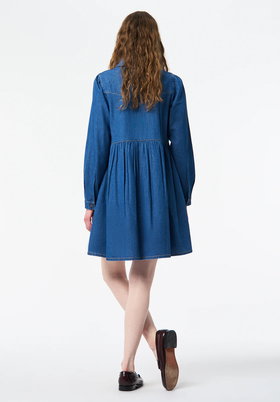 Gracelynn Women's Denim Shirt Dress, True Blue - WD0110 - Image 3