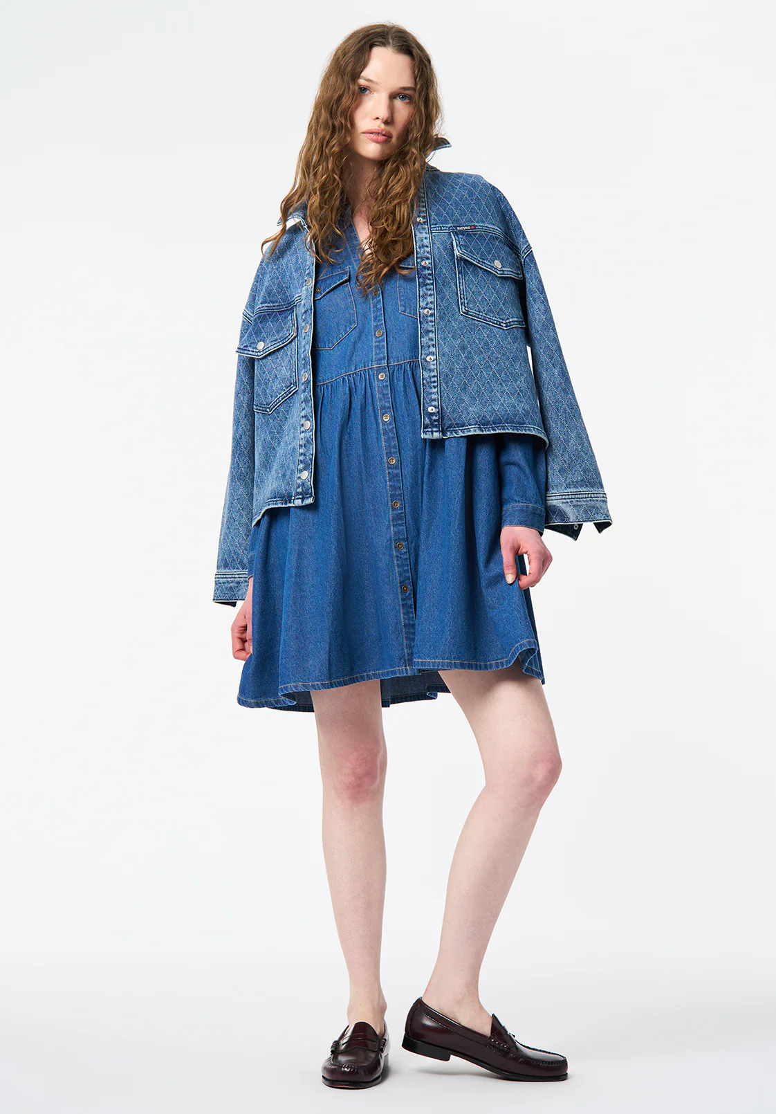 Gracelynn Women's Denim Shirt Dress, True Blue - WD0110 - Image 4