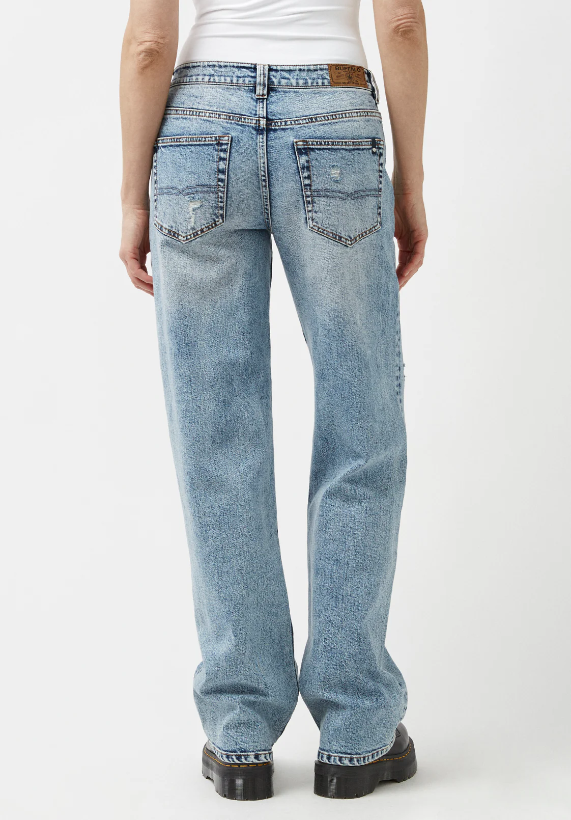 Gwen Women's Low Rise Loose Straight Jeans, Creased and Sanded - BL15873 - Image 6