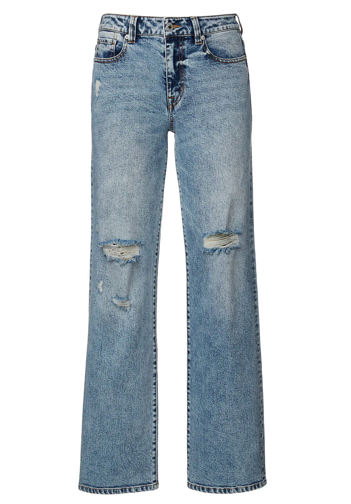 Gwen Women's Low Rise Loose Straight Jeans, Creased and Sanded - BL15873 - Image 8