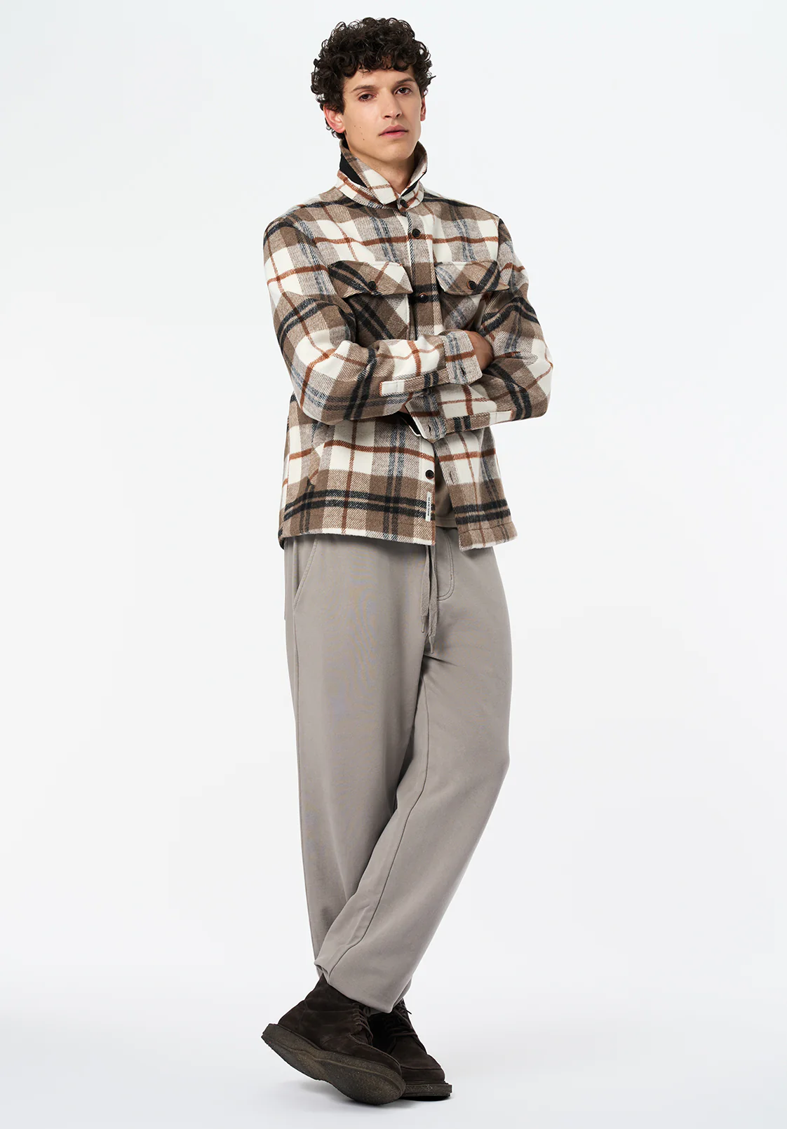Jace Men's Plaid Shacket, Milk - BM24723