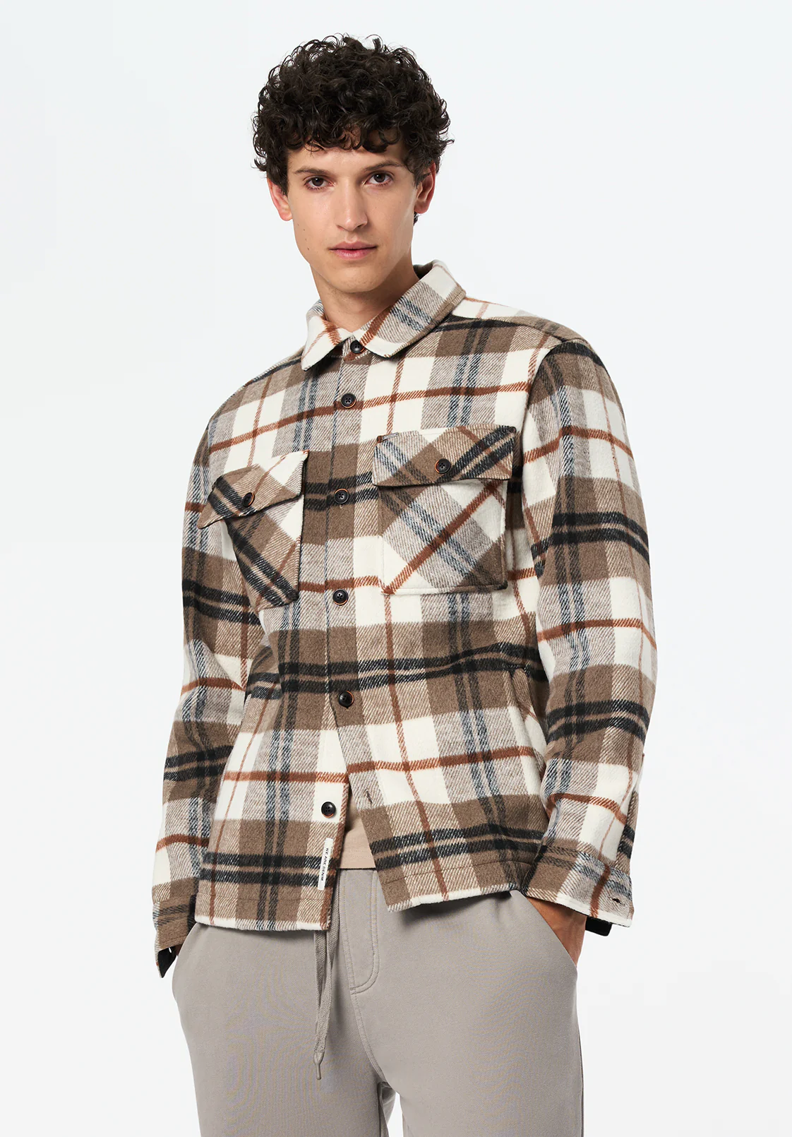 Jace Men's Plaid Shacket, Milk - BM24723 - Image 2