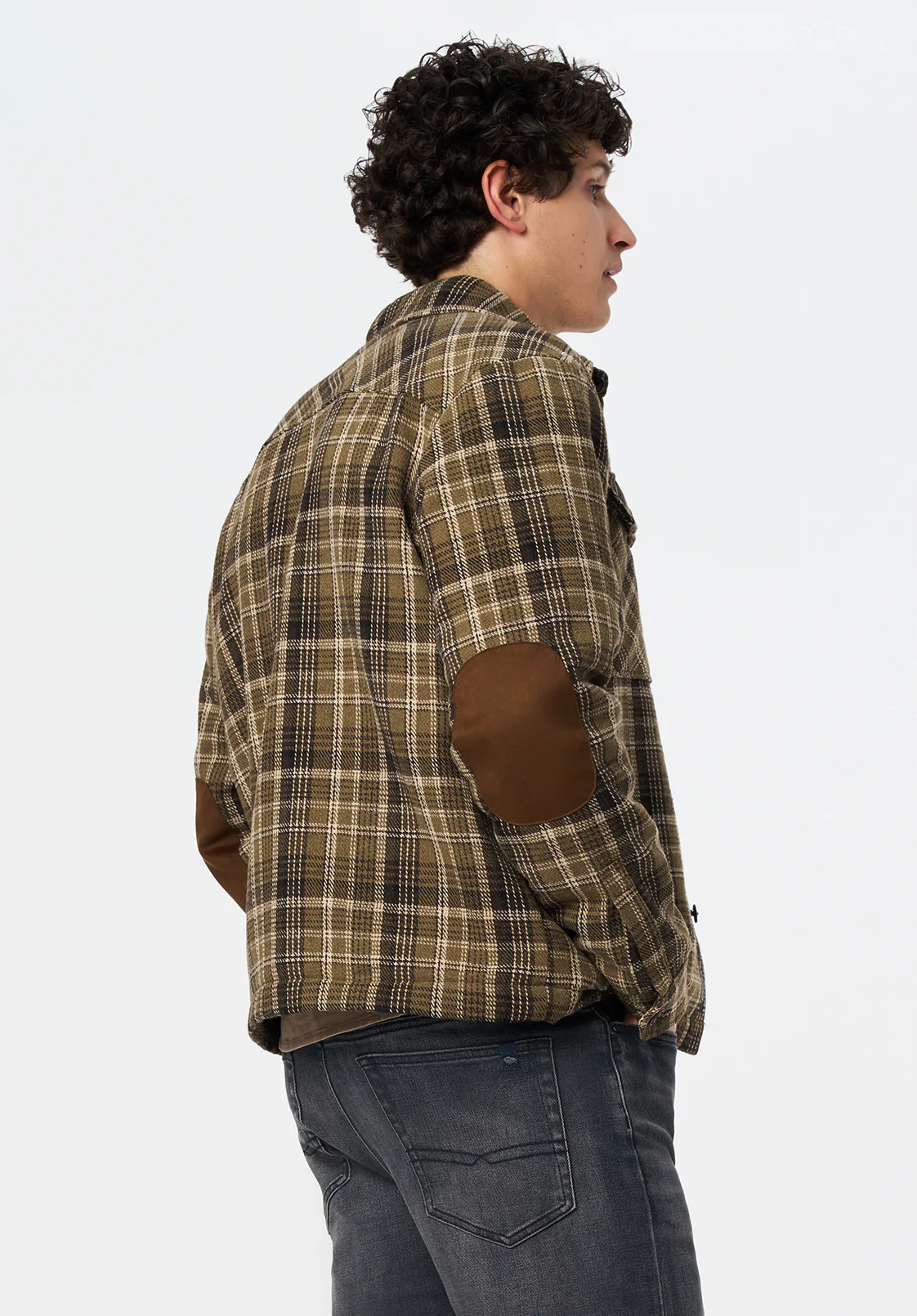 Jaceko Men's Sherpa Lined Plaid Shacket, Fern - BM24745 - Image 4