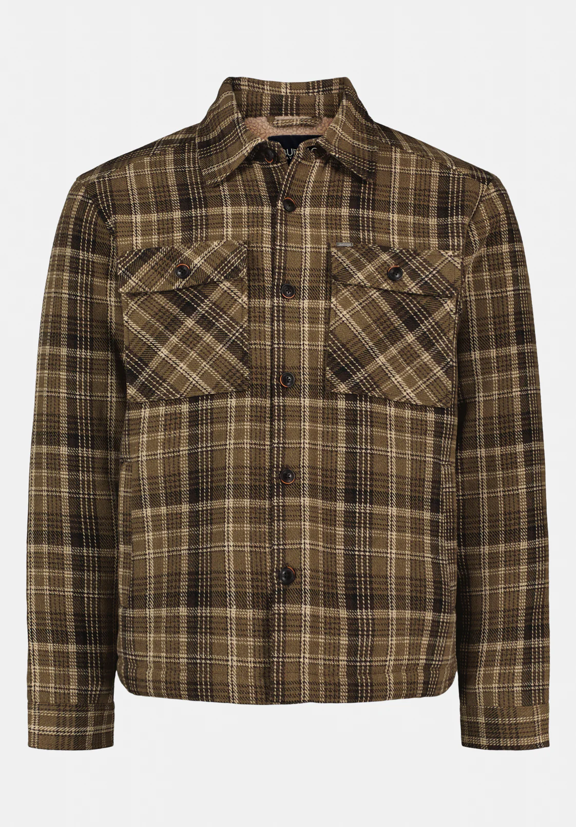 Jaceko Men's Sherpa Lined Plaid Shacket, Fern - BM24745 - Image 5