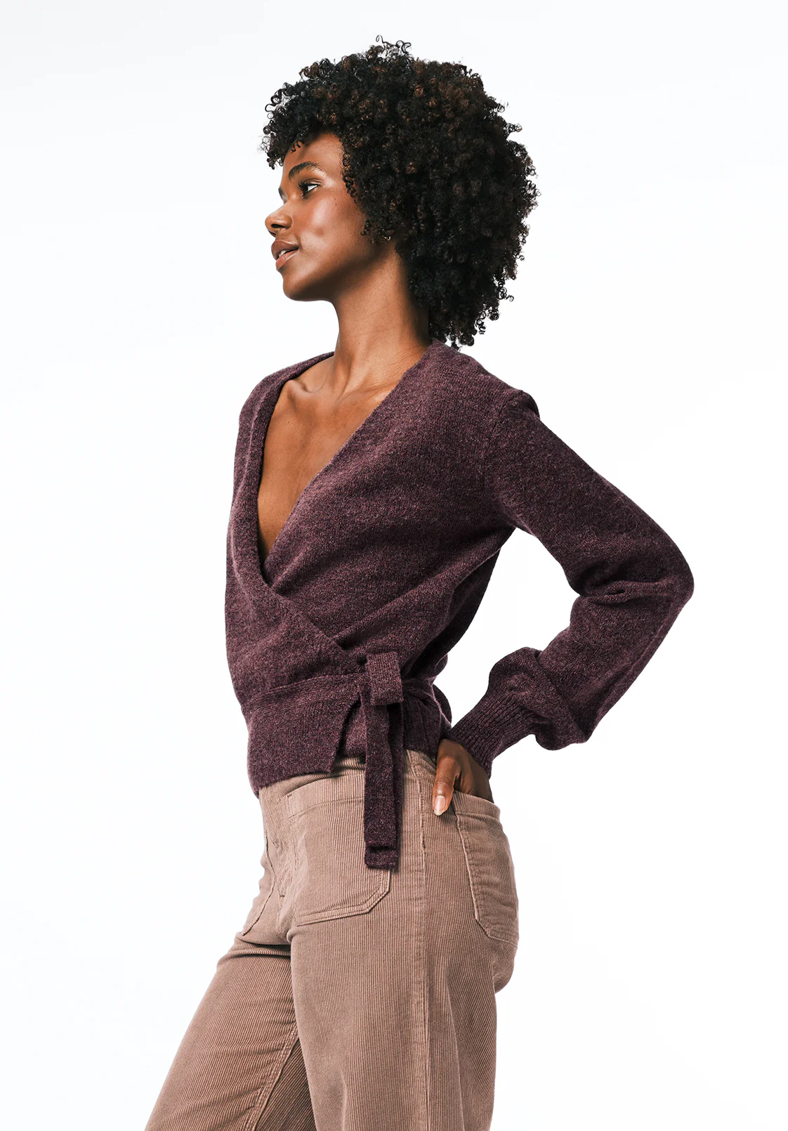 Jadis Women's Wrap Front Sweater, Fig - SW0099 - Image 3