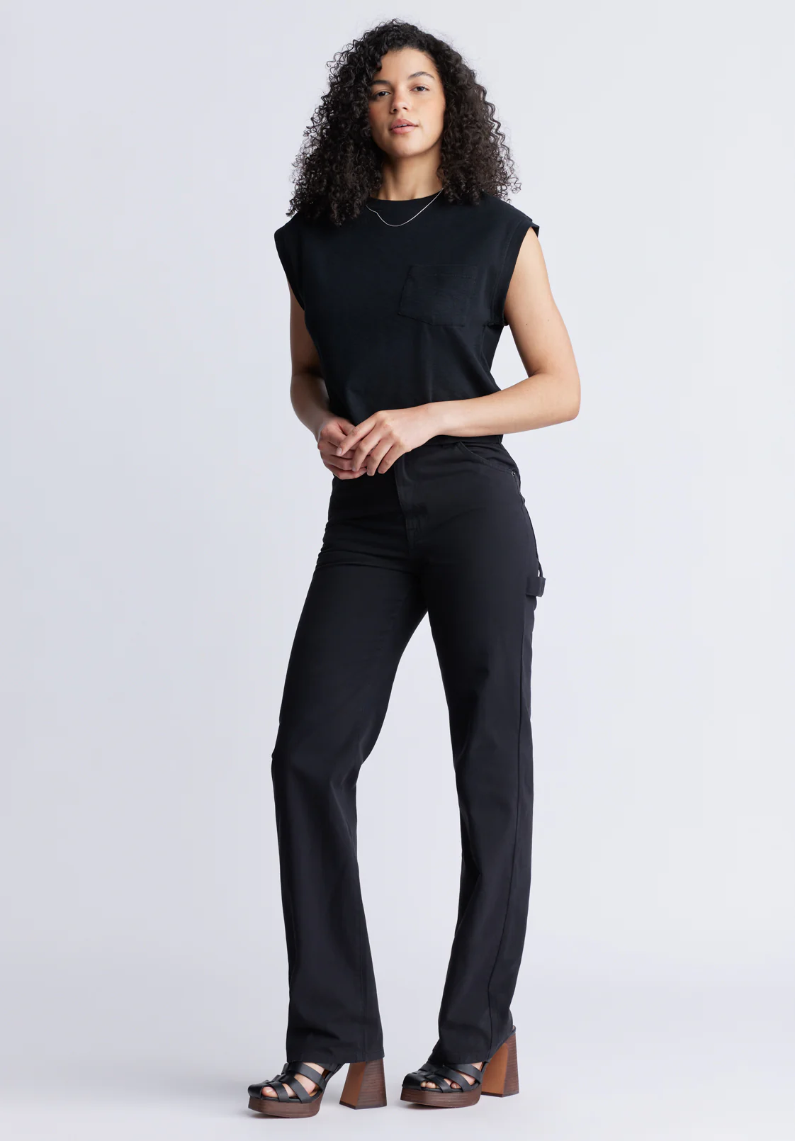 Jane Women's Super High Rise Loose Straight Pants, Black - BL15966