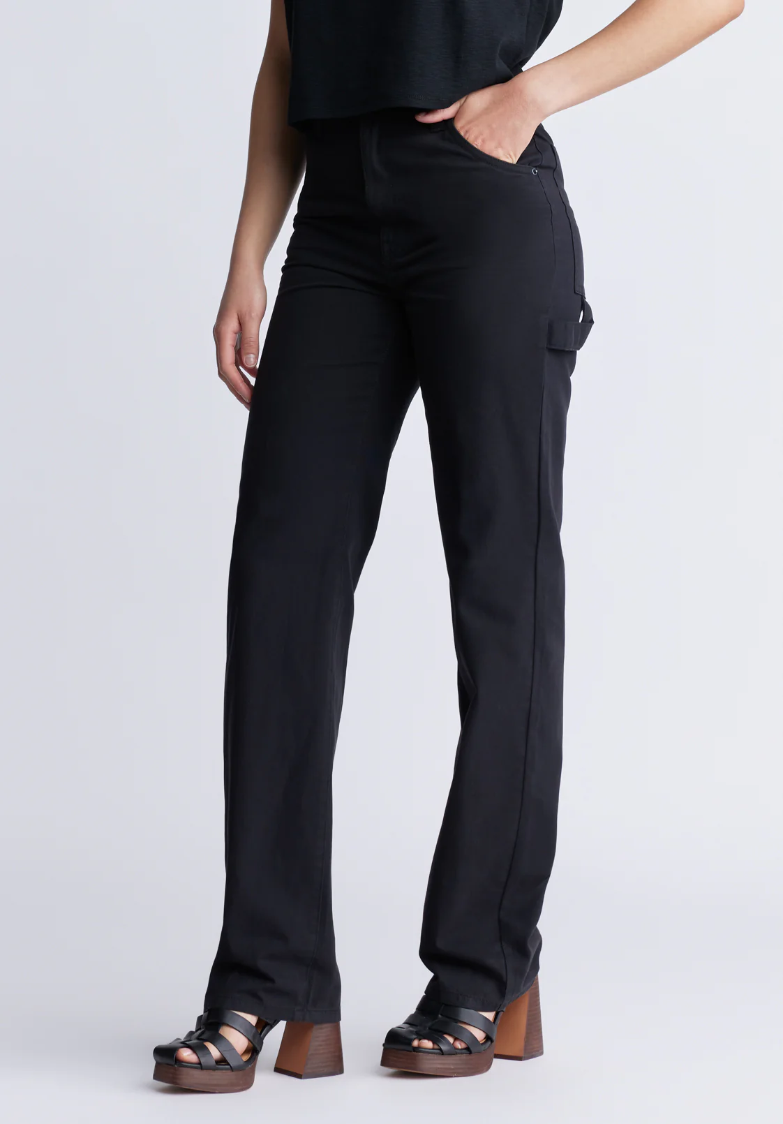 Jane Women's Super High Rise Loose Straight Pants, Black - BL15966 - Image 3