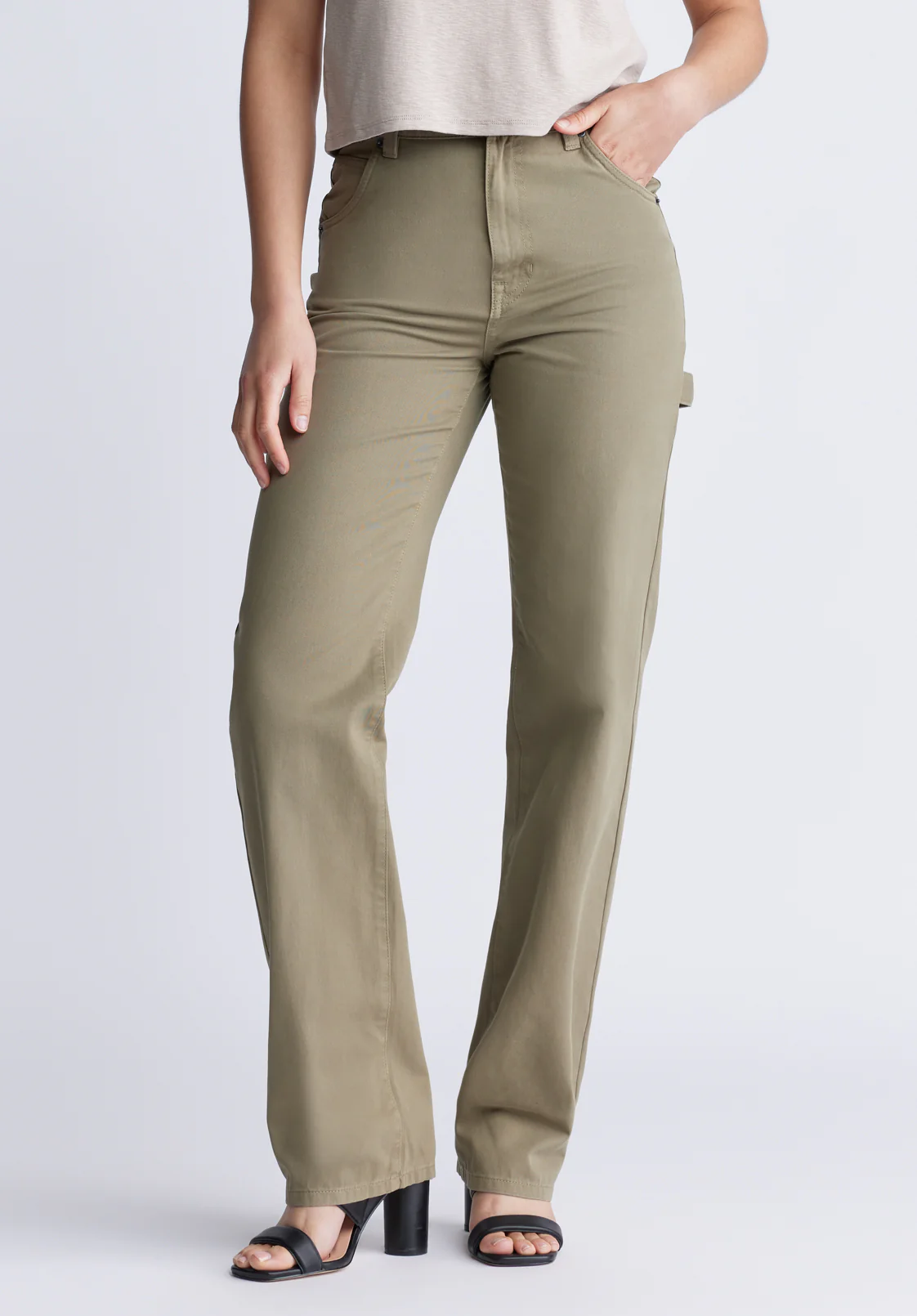 Jane Women's Super High Rise Loose Straight Pants, Aloe - BL15966 - Image 2