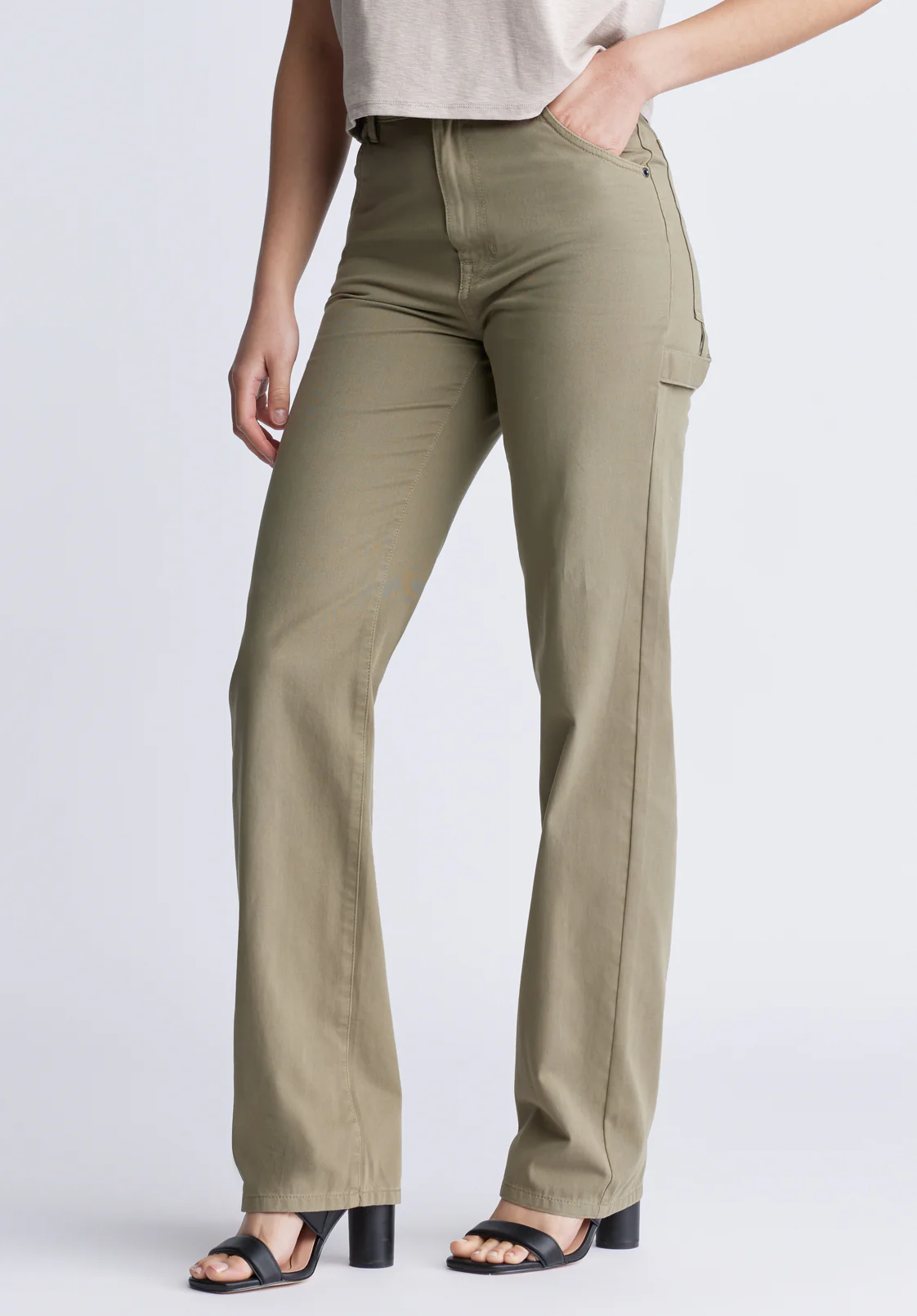 Jane Women's Super High Rise Loose Straight Pants, Aloe - BL15966 - Image 3