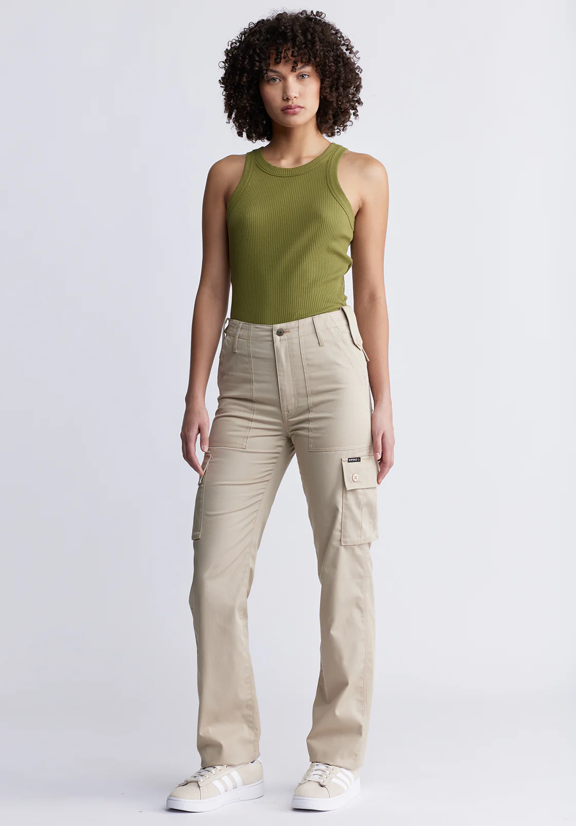 Jane Women's High Rise Loose Straight Pants, Safari - BL15975