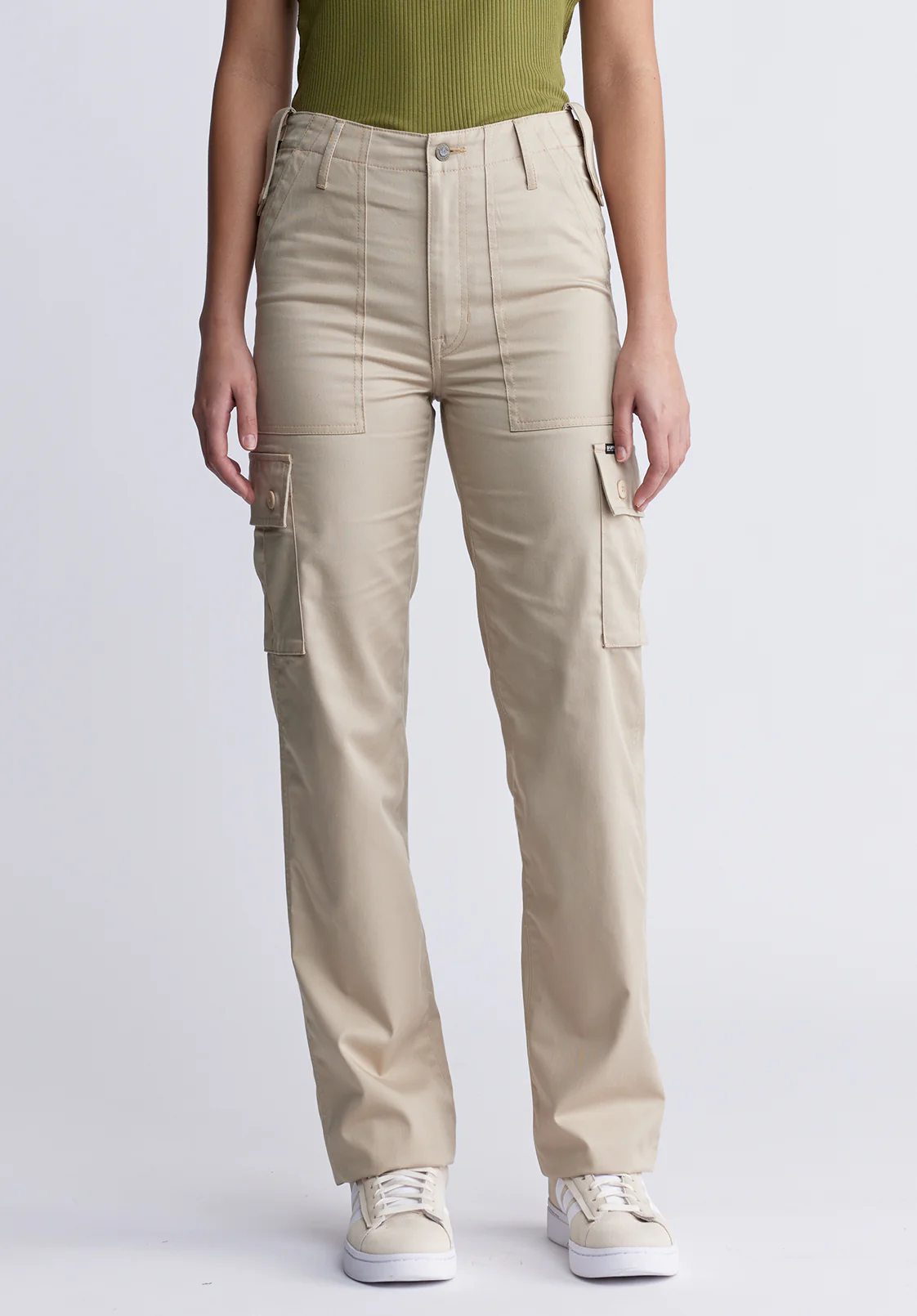 Jane Women's High Rise Loose Straight Pants, Safari - BL15975 - Image 2