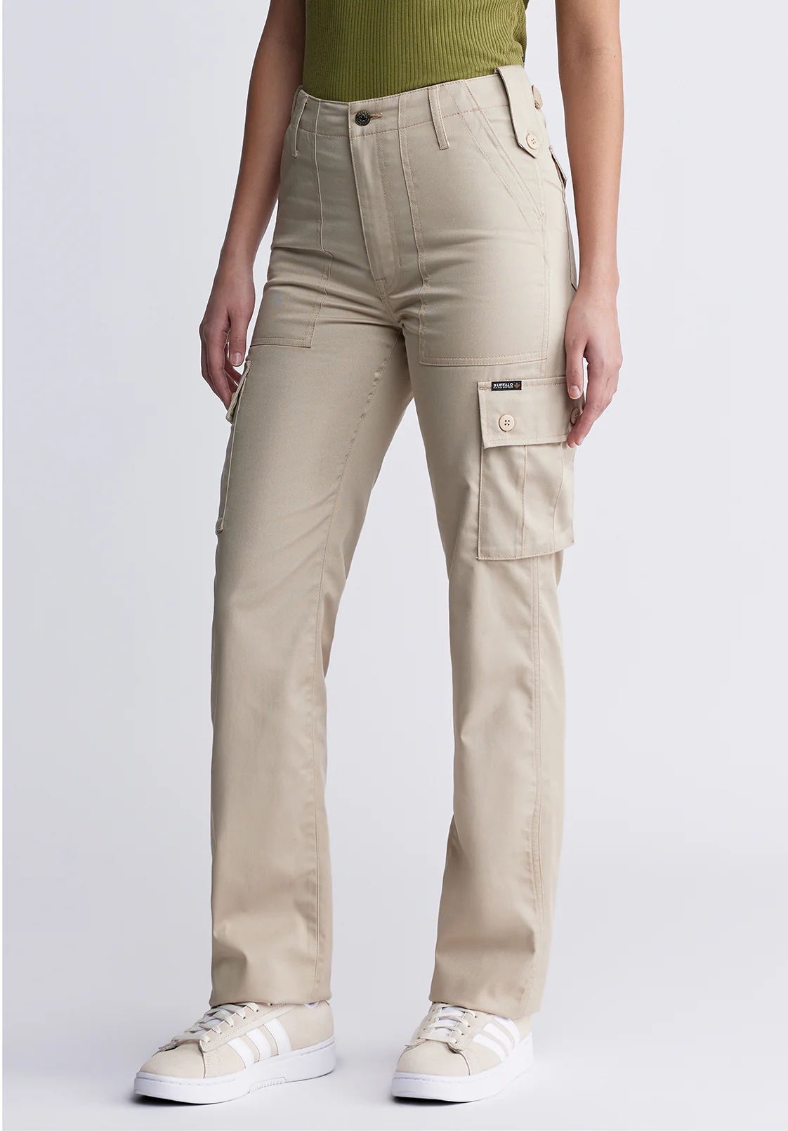 Jane Women's High Rise Loose Straight Pants, Safari - BL15975 - Image 3
