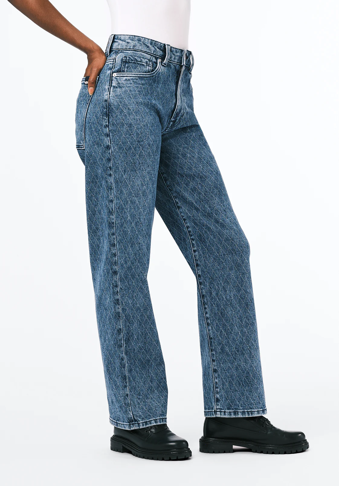 Jane Women's Super High Rise Loose Straight Jeans, Sanded And Contrasted - BL16117 - Image 3