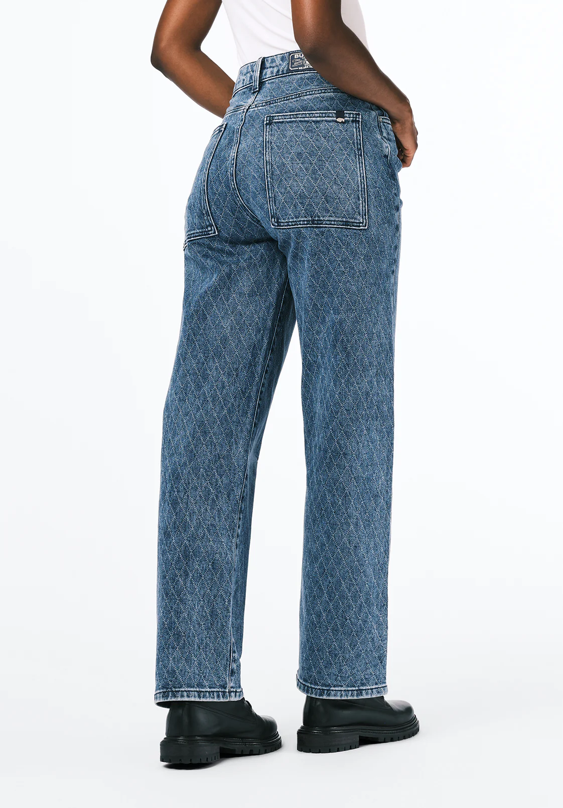 Jane Women's Super High Rise Loose Straight Jeans, Sanded And Contrasted - BL16117 - Image 4