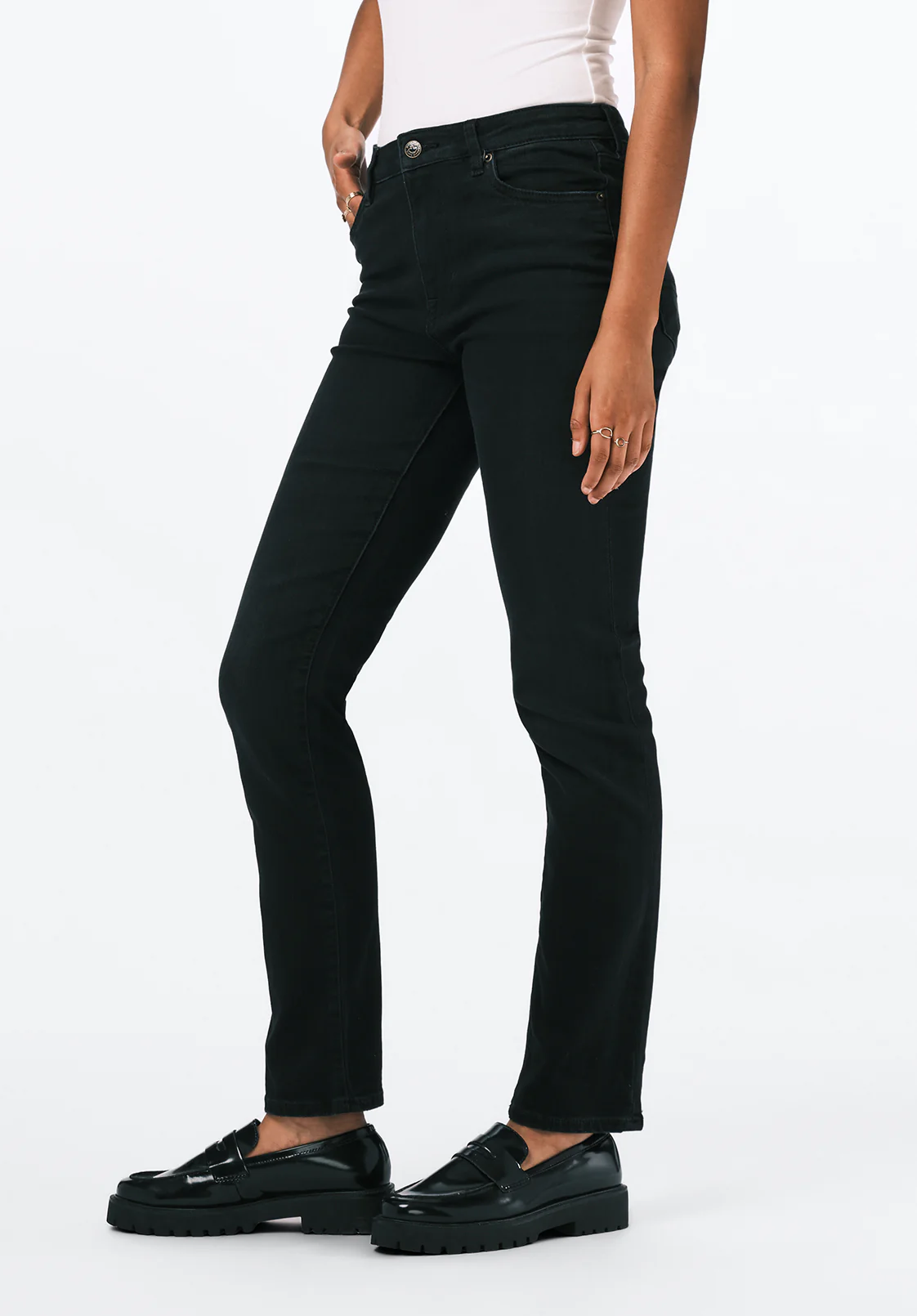 Jayden Women's High Rise Straight Jeans, Faded Black - BL15834 - Image 3