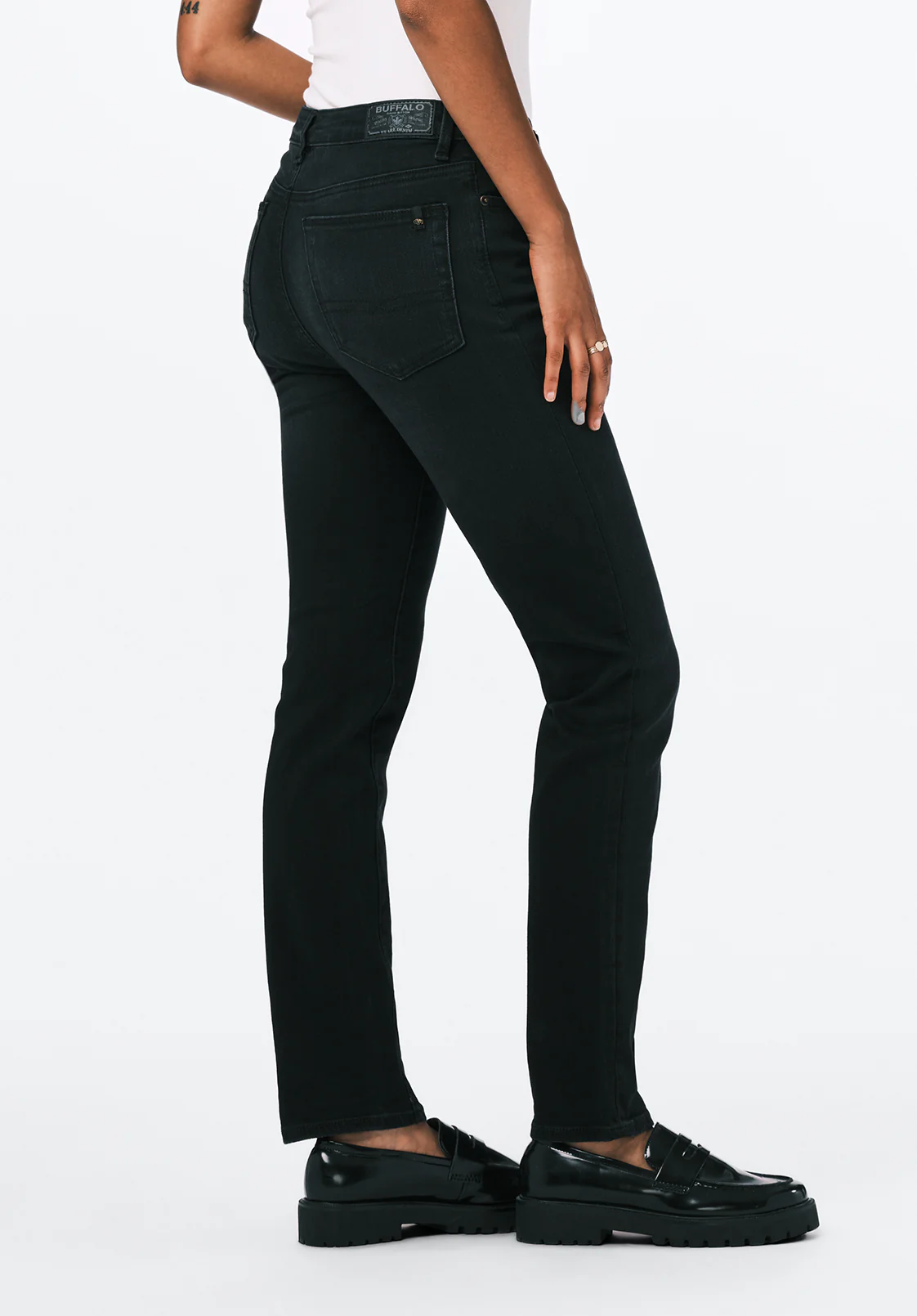 Jayden Women's High Rise Straight Jeans, Faded Black - BL15834 - Image 4