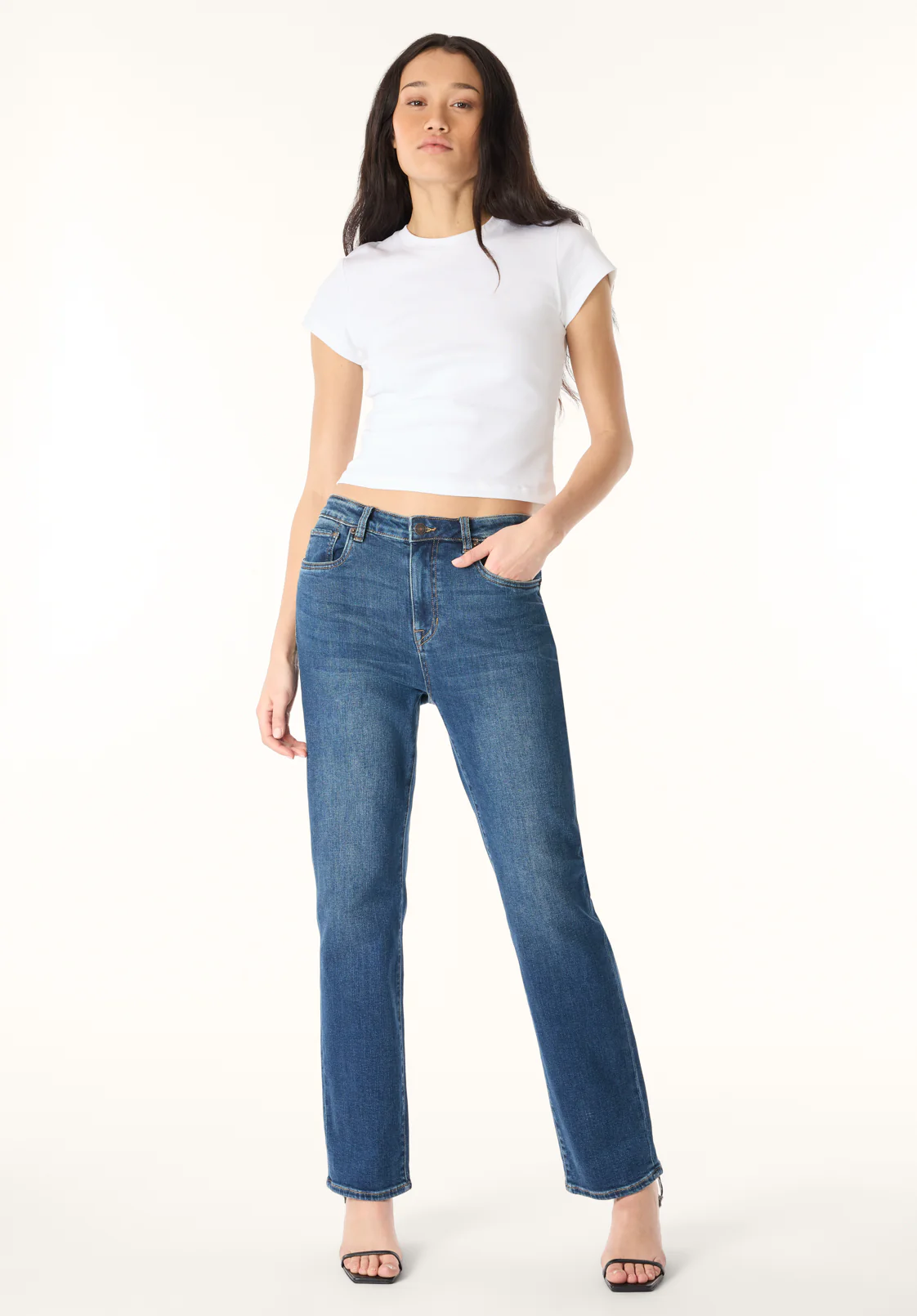 Jayden Women's High Rise Straight Jeans, Indigo Contrast - BL16062