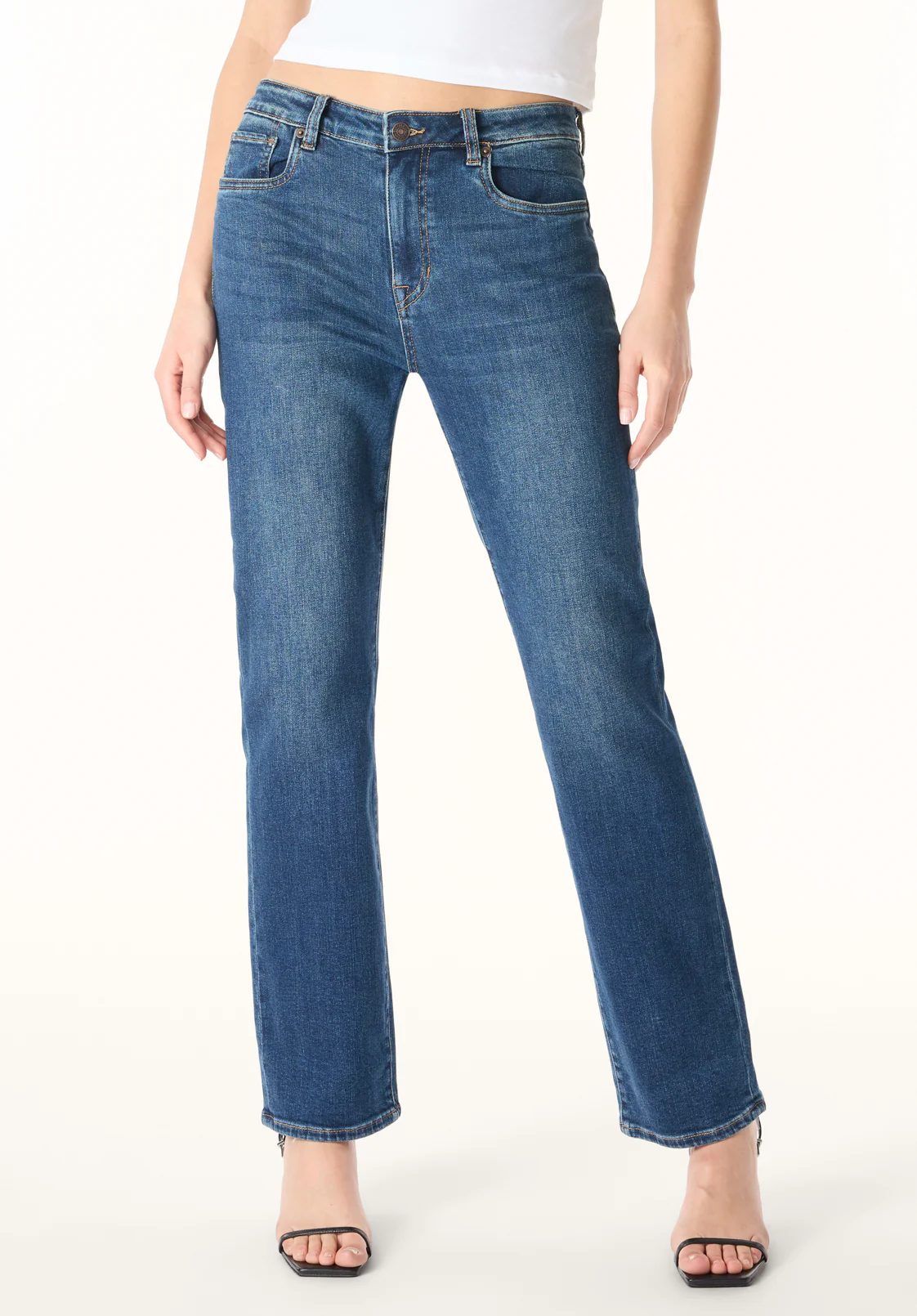Jayden Women's High Rise Straight Jeans, Indigo Contrast - BL16062 - Image 2