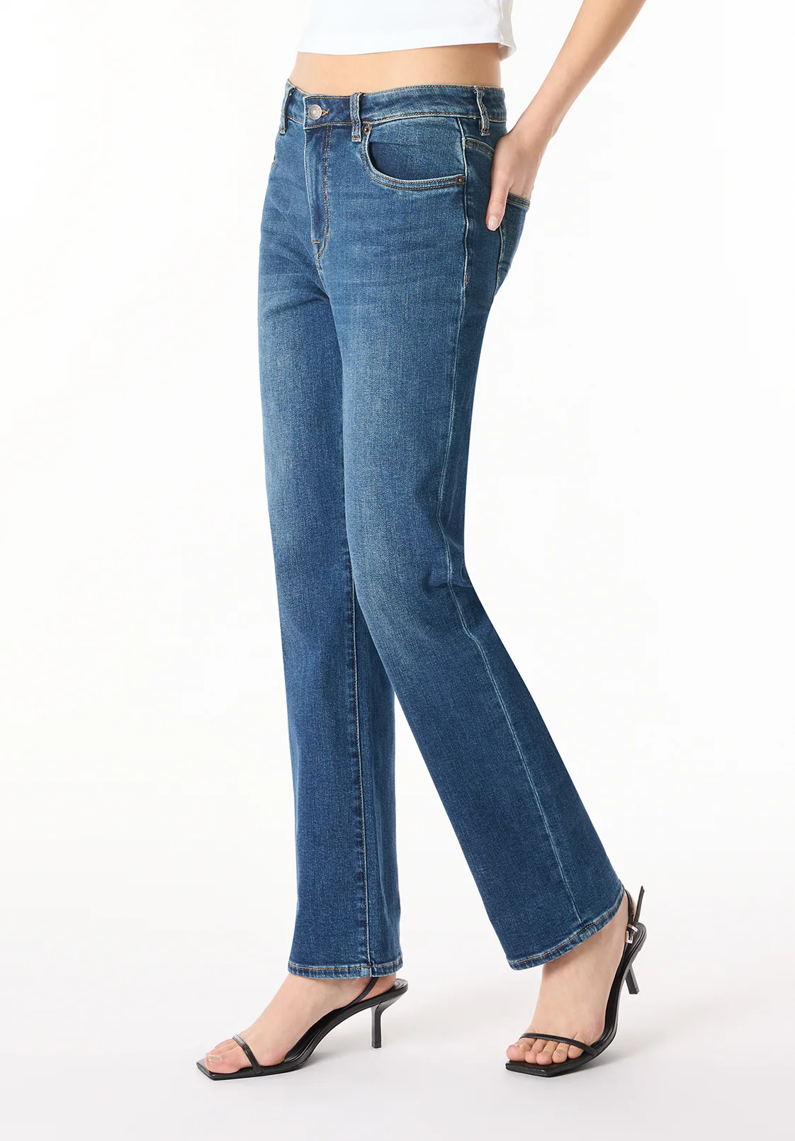 Jayden Women's High Rise Straight Jeans, Indigo Contrast - BL16062 - Image 3