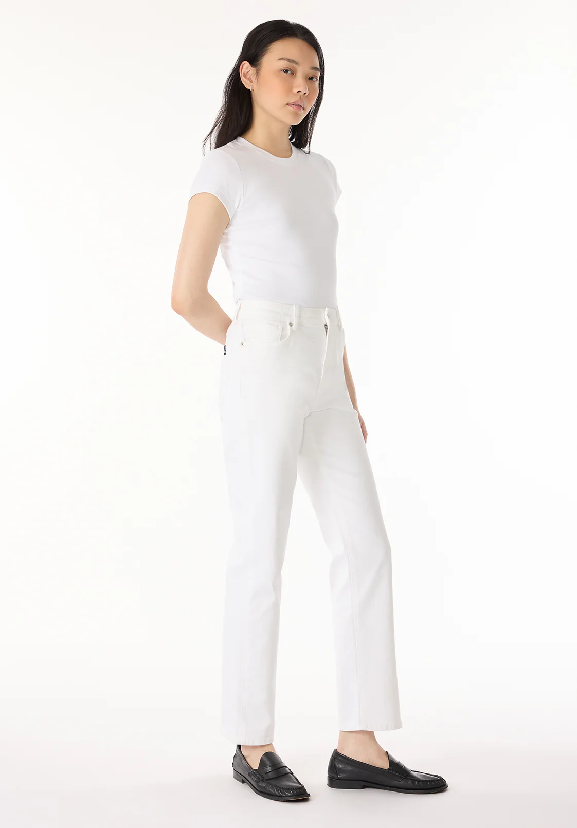 Jayden Women's High Rise Straight Jeans, White - BL16085
