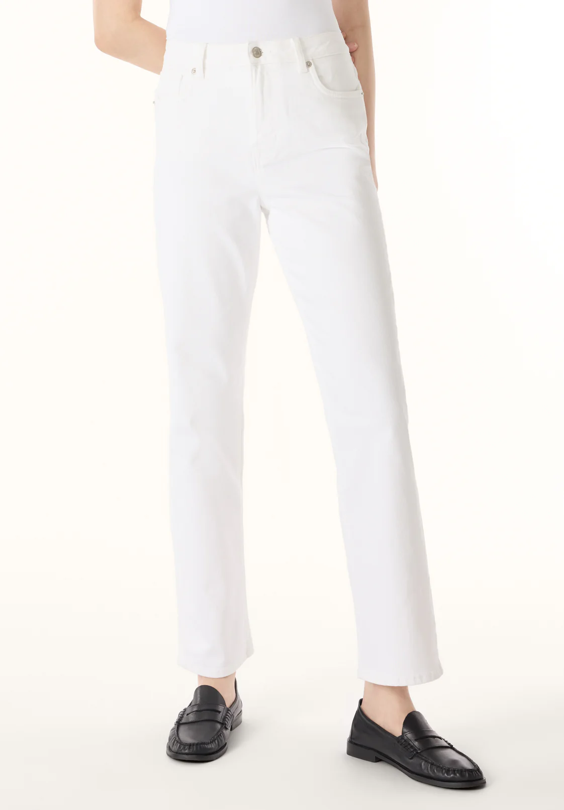 Jayden Women's High Rise Straight Jeans, White - BL16085 - Image 2