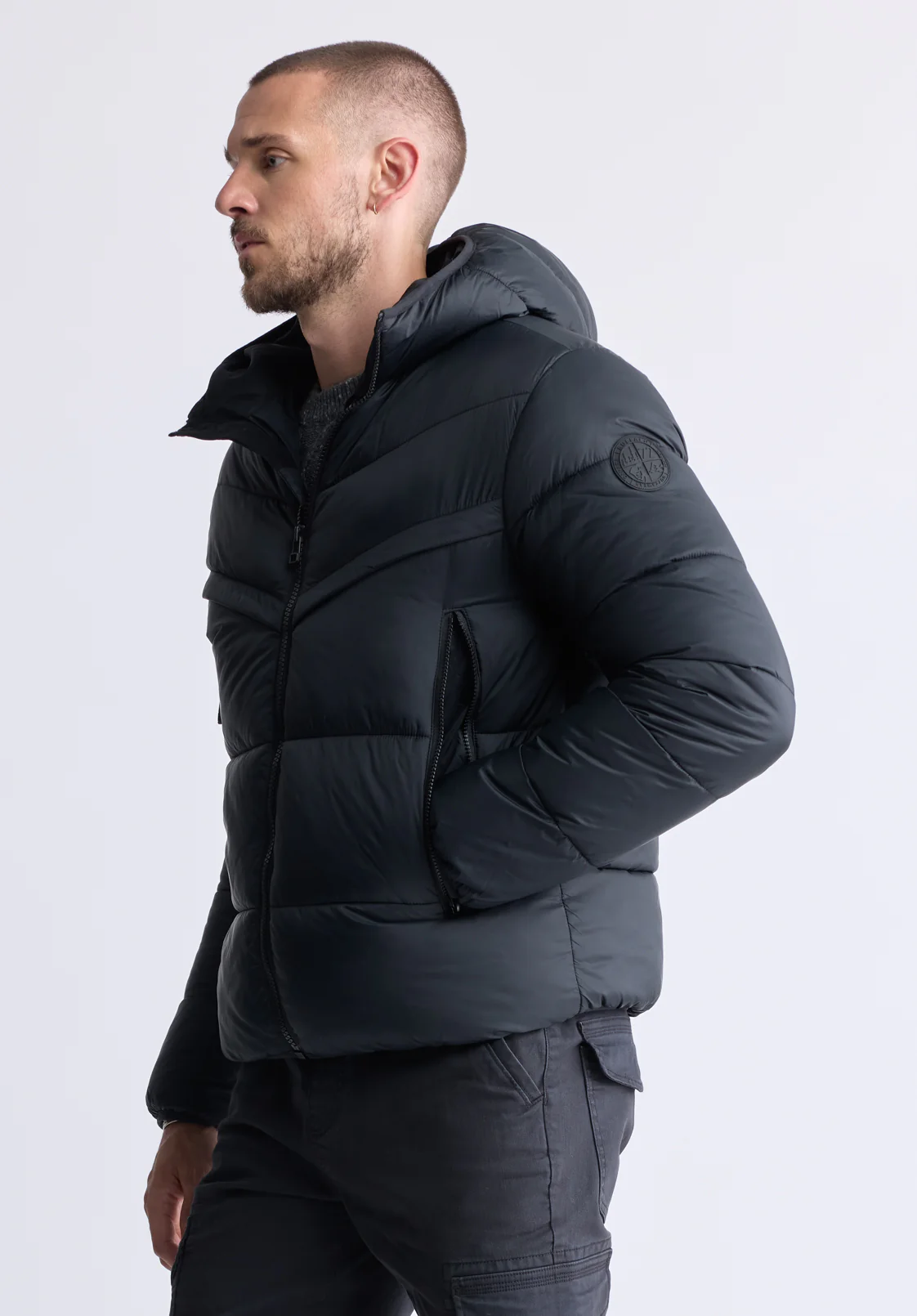 Jerome Men's Hooded Puffer Jacket, Black - OBMEF006 - Image 3