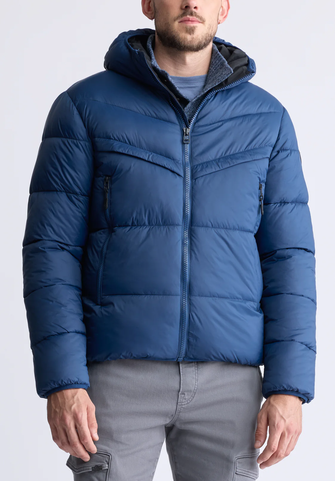 Jerome Men's Hooded Puffer Jacket, Navy - OBMEF006 - Image 3