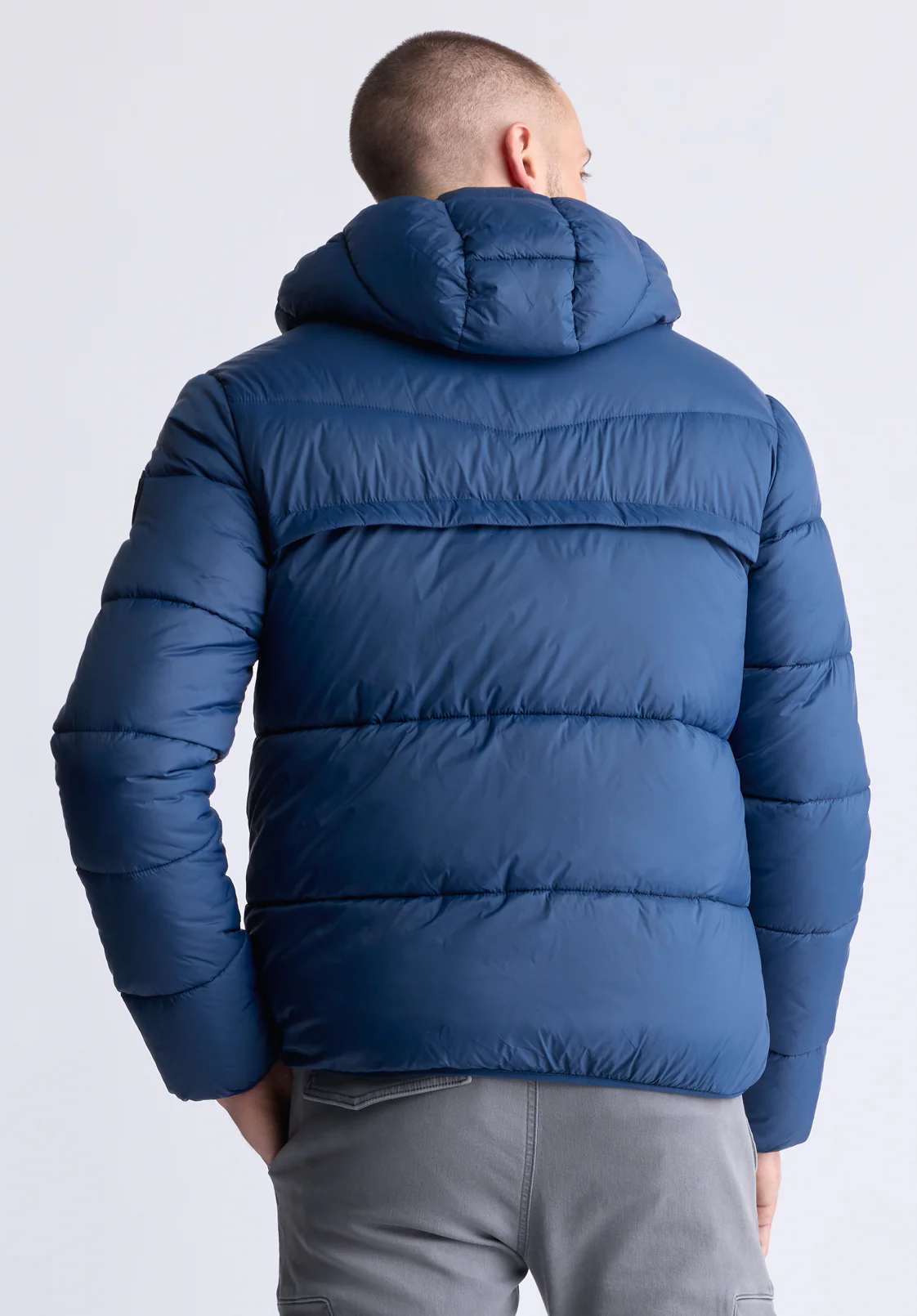 Jerome Men's Hooded Puffer Jacket, Navy - OBMEF006 - Image 4
