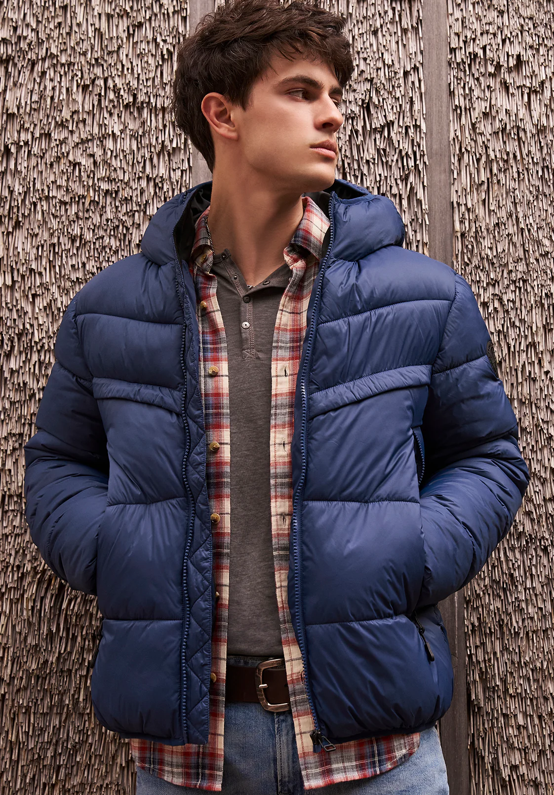 Jerome Men's Hooded Puffer Jacket, Navy - OBMEF006 - Image 6