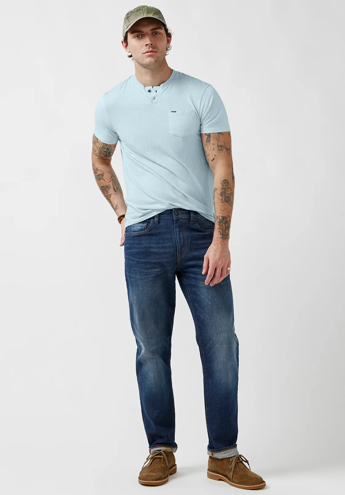 Kaddy Men's Pocket Tee, Sky Blue - BM23991
