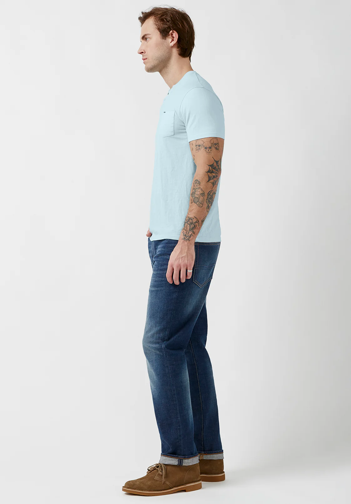 Kaddy Men's Pocket Tee, Sky Blue - BM23991 - Image 4